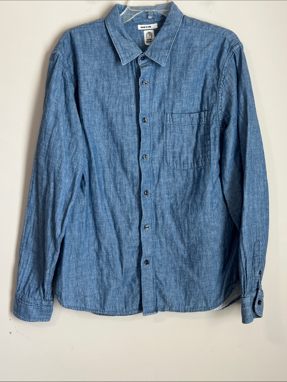 HIROSHI KATO Shirt Mens XL Blue Chambray The Ripper Made USA Casual Large